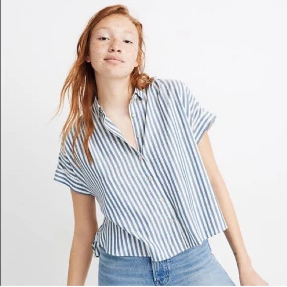 NWT Madewell Hilltop Shirt in Savin Stripe